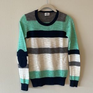 Madewell striped wool sweater top with elbow patches